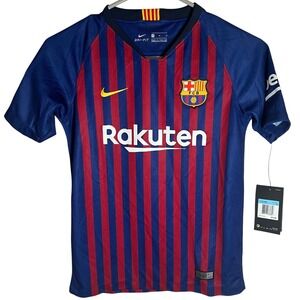 FC Barcelona Nike Soccer Jersey Kids Medium Blue Red 2018-19 Rakuten Dri-FIT NWT